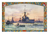 Battleships in British navy at the start of World War Giclée-Druck von Hugh Thomson
