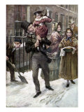 Charles Dickens's 'A Christmas Carol' : portrait of Bob Cratchit and Tiny Tim Lámina giclée