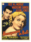 Honeymoon in Bali, Fred Macmurray, Madeleine Carroll on Midget Window Card, 1939 Photographie