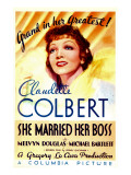 She Married Her Boss, Claudette Colbert on Midget Window Card, 1935 Prints