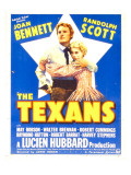 The Texans, Randolph Scott, Joan Bennett on Window Card, 1938 Posters