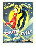 Follow the Fleet, Ginger Rogers, Fred Astaire on Window Card, 1936 Poster