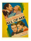 All of Me, Fredric March, Miriam Hopkins, George Raft, Helen Mack on Midget Window Card, 1934 Poster