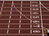 Track Lane Numbers at the Finish Line Photographic Print by Paul Sutton