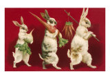 Three Rabbits Carrying Vegetables Print