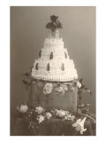 Black and White Photo of Wedding Cake - Giclee Baskı