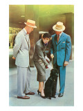 Two Men, Woman with Poodle, Fifties Posters
