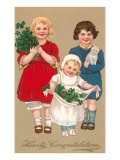 Hearty Congratulations, Children with Cloverleaf Lámina giclée