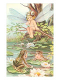 Baby with Dragonfly Wings and Frog Children Poster