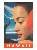 Hawaii, Lady with Hibiscus Poster