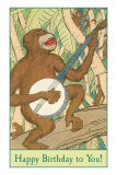 Happy Birthday, Monkey with Banjo Posters