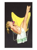 Lady on Telephone with Legs Up on Chair Back Poster