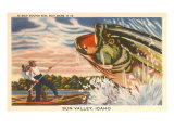Sun Valley, Idaho, Hooking Giant Fish Lámina giclée