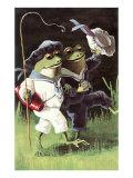 Happy Frogs out for a Walk Lámina giclée
