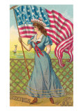 4th of July, Lady with Flag Posters