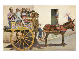 Sicilian Cart and Donkey, Palermo, Italy Lámina giclée