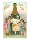 Happy New Year, Cherubs with Champagne Pósters