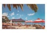 Waikiki Beach et Diamond Head, Hawaii Affiches