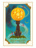 Mystic Light of Halloween, Jack O'Lantern on Black Cat Prints