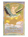 Happy New Year, Baby on Stork Lámina giclée Happy New Year, Baby on Stork Lámina giclée