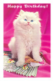 Happy Birthday, Kitten with Fan Prints