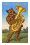 Happy Birthday, Bear with Tuba Prints