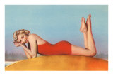 Blonde in Red Bathing Suit Kunstdrucke