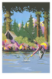 Fisherman in Mountain Lake Posters