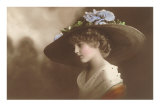 French Fashion, Huge Hat with Flowers Prints