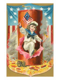 4th of July, Sailor Boy Jumping out of Rocket Prints