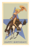 Happy Birthday, Cowgirl on Bronco Poster
