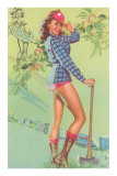 Pin-Up with Lumberjack Axe Affiches