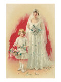 Victorian Bride and Flower Girl Giclee Print Victorian Bride and Flower Girl Giclee Print