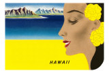 Hawaiian Lady with Islands, Graphics Prints