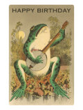 Happy Birthday, Frog with Banjo Poster