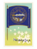 Nebraska Flag Lámina giclée