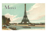 Merci, Eiffel Tower and Seine Posters