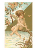 Cherub Perched on Branch Print