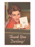 Thank You Darling, Woman with Card and Case Posters