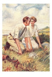 Golfing Couple Looking for Lost Ball Prints