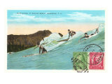 Surf Riding at Waikiki, Hawaii Prints