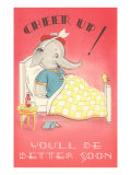 Cheer Up, Cartoon Elephant in Bed Posters