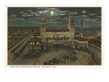 Moon over Terminal Station, Atlanta, Georgia Lámina giclée