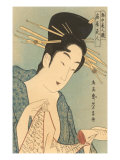 Japanese Woodblock, Lady with Scroll Prints