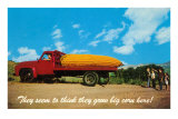 Giant Ear of Corn on Back of Truck Poster