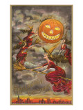 Halloween Greetings, Witches and Jack O'Lantern Prints