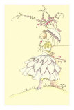 Lady with Parasol Smelling Flower Prints