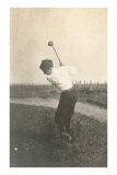 Boy Golfing in Field Poster