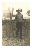 Boy in Hat with Fish and Oars Prints