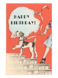 Happy Birthday, Schnauzer with Letter Lámina giclée Happy Birthday, Schnauzer with Letter Lámina giclée